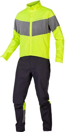 Endura Mens Luminite Funnel Neck Long Sleeve Sweatshirt Full Tracksuit in Bright Yellow - Size X-Large