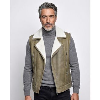 Brunello Cucinelli Olive Shearling Biker Vest, Size M