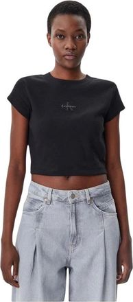 Calvin Klein Jeans T-shirt Logo Cropped - - Tops - Donna - Nero - XS