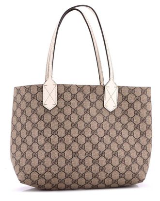 Gucci Brown Leather Reversible Tote Gg Print Small (Authentic Pre-Loved)