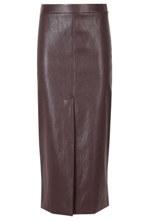 Herno Bordeaux Front Slit Viscose Midi Skirt