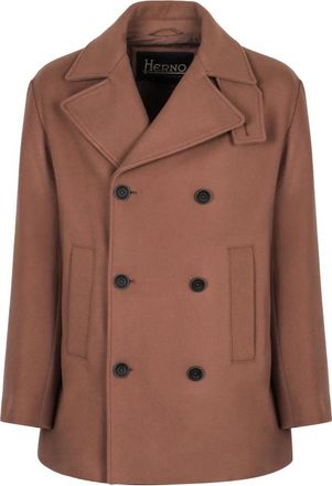 Herno Peacoat - Heren - Mantel - Bruin - M - Wol - Jassen