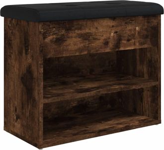 vidaXL Vidaxl - Banco Zapatero Madera De Ingenier&iacute;a Roble Ahumado 62x32x50 Cm
