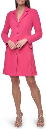 DKNY Pleated Long Sleeve Blazer Dress in Pink Peacock at Nordstrom Rack, Size 18