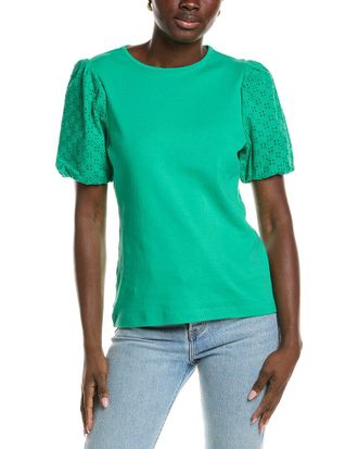 Jones New York Eyelet Sleeve T-Shirt