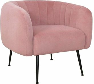 Home Heavenly Home Heavenly - Butaca Terciopelo Rosa Telma, De Dise&ntilde;o Envolvente Tela Velvet Y Patas Negras Met&aacute;licas. Color: Rosa