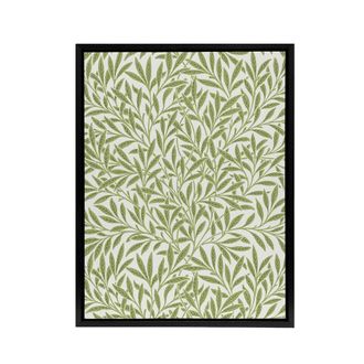 Artery8 Willow Leaves Bright Pattern W. Morris Vintage Framed Canvas Wall Art in Green | Size: W24 x H32