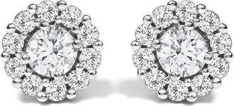 House of Brilliance 10K White Gold 1 1/2 Cttw Lab Grown Diamond Halo Stud Earrings
