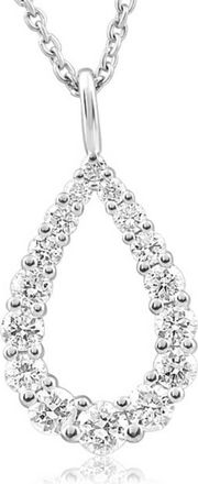 Pompeii3 1/2Ct Pear Shape Lab Grown Diamond Pendant 10k White or Yellow Gold Necklace