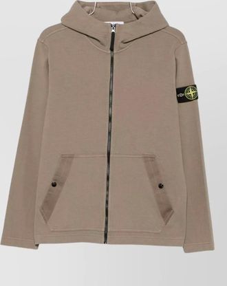 Stone Island ribbed zip-up hooded jacket