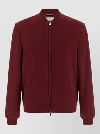 Brunello Cucinelli cashmere bomber jacket ribbed cuffs hem pockets