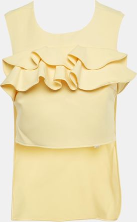 Elisabetta Franchi Yellow Crepe Ruffled High-Low Top