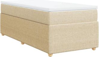 vidaXL Cama Box Spring Con Colch&oacute;n Tela Color Crema 100x200 Cm Vidaxl