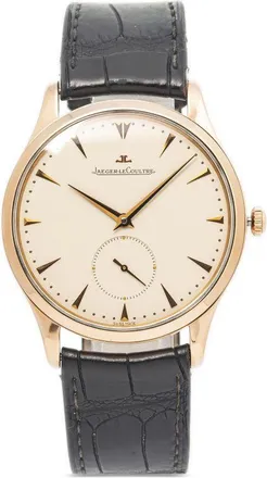 Jaeger-LeCoultre pre-owned Master Ultra Thin 40mm - unisex - Leather/18kt Rose Gold - One Size - White