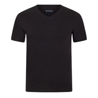HUGO BOSS Mannen Logo V-hals T-shirt (Verpakking van 3) (Zwart)