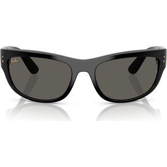 Ray-Ban x A$AP Rocky Blacked Out Mega Balorama 63mm Rectangle Sunglasses in Black/Dark Grey at Nordstrom