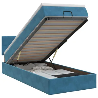 vidaXL Letto Ottomano Con Materasso Blu Scuro 90 X 200 Cm Velluto Vidaxl