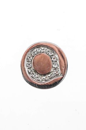 Spallanzani Sterling Silver Diamond Initial Q Letter Magnetic Round Charm