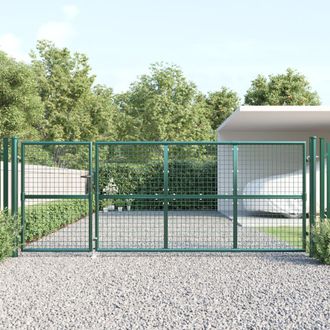 vidaXL Puerta De Jard&iacute;n De Malla Verde 350x125 Cm Acero Galvanizado Vidaxl