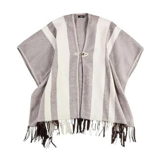 Fay Gestreepte Cape - Dames - Blazers - Grijs - ONE Size - Wol - Jassen