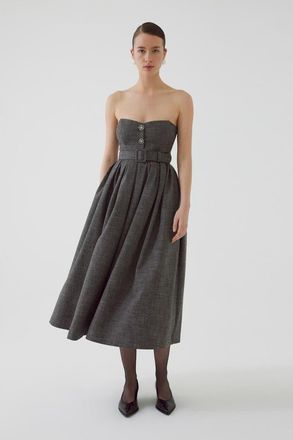 Exquise Arlan Midi Strapless Dress in Anthracite at Nordstrom, Size X-Small