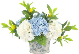 Creative Displays Inc. Handmade Faux Hydrangeas & Lemons In Decorative Vase