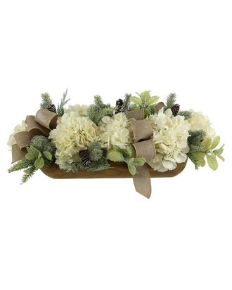 Creative Displays Inc. Modern Farmhouse Christmas Centerpiece With Hydrangeas & Burlap Bows