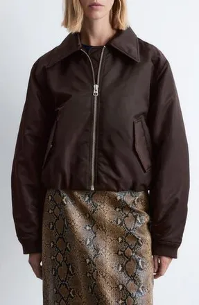 & Other Stories Crop Bomber Jacket in Brown Dark at Nordstrom Rack, Size X-Small