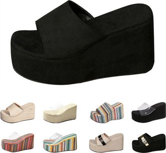 Generic UK 5.5 Womens Wedge Heel Platform Sandals Thick Bottom with Arch Support Lightweight Soft Cushion Comfortable High Heeled Sandals Ladies Fashion Open 