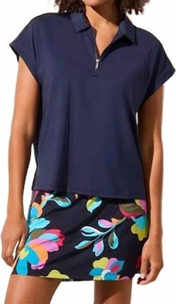 Tribal Womens Dolman Polo Top In Jet Blue