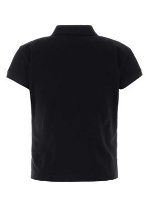 Balenciaga Womens Black Piquet Polo Shirt Black-White T Cotton Ri Polyester Black/white