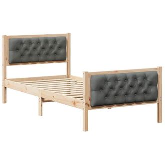 vidaXL Estructura De Cama Con Cabecera Gris Oscuro 90 X 200 Cm Vidaxl