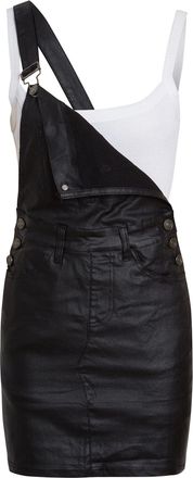 SS7 Womens Faux Leather Dungaree Skirt Dress