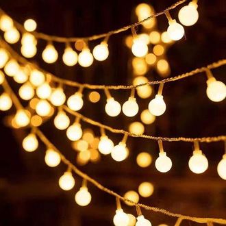 OEM Guirnalda De Luces De Interior Con 100 Led, 10 M, Funciona Con Pilas, Luz Blanca C&aacute;lida, Bolas Led, Decoraci&oacute;n De Interiores Para Sal&oacute;n