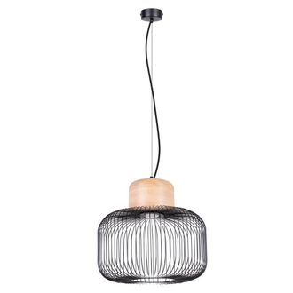 Sollux Lighting L&aacute;mpara colgante madera negra/natural acero/madera alt. 183 cm