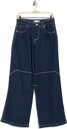 Madden Girl Utility Wide Leg Jeans in Dark Rinse at Nordstrom Rack, Size 11