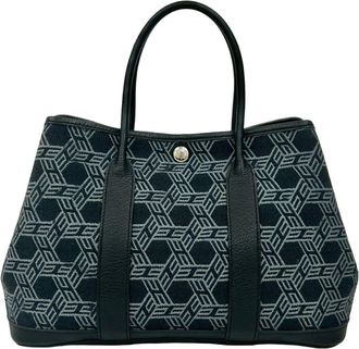 Herm&egrave;s Black Gray Toile So H Handbag Tote Bag (Pre-Owned)