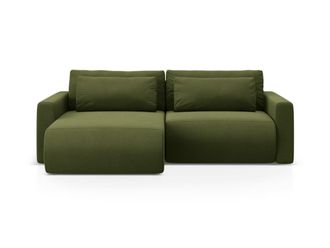 Cosmopolitan Design Sof&aacute; cama esquinero con ba&uacute;l 3 plazas terciopelo verde militar