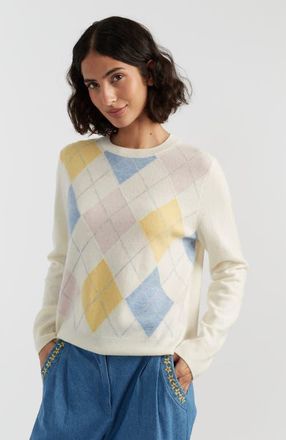 Chinti and Parker Wool-Cashmere Argyle Sweater in Cream at Nordstrom, Size X-Large