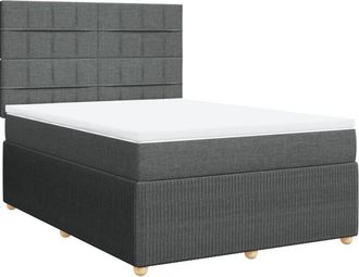 vidaXL Cama Box Spring Con Colch&oacute;n Tela Gris Oscuro 160x200 Cm Vidaxl