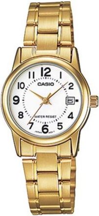 Casio Womens Gold-Tone Stainless Steel Analog Watch White Dial - LTP-V002G-7B