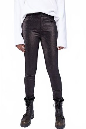 Rta Madrid High Rise Skinny Pants In Black Metallic
