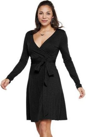 Toad & Co Toad & Co Cue Wrap Dress Womens Black Tie Waisted Long Sleeve GBO1453