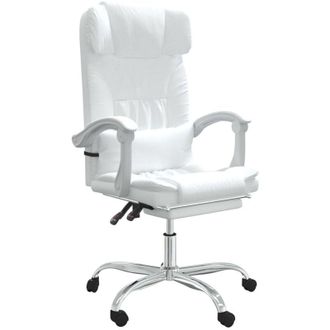 vidaXL Silla De Oficina Reclinable Cuero Sint&eacute;tico Blanco Vidaxl