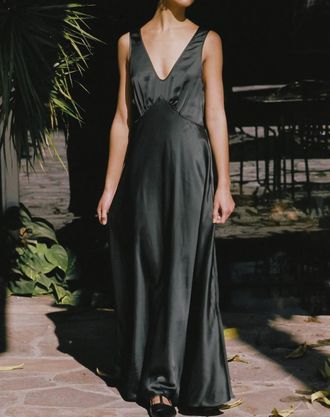 Ciao Lucia Reine Satin Maxi Dress In Black