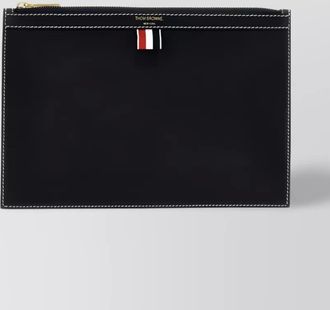 Thom Browne calf leather 4-BAR document clutch