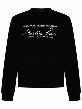 Martine Rose Cropped Black Long-Sleeve Tee With Vintage Text Design
