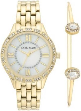 Anne Klein Quartz Crystal Ladies Watch and Bracelet Set AK-3622GBST