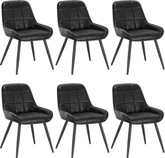 Woltu 6x Sillas De Comedor Silla Ergon&oacute;mica Con Respaldo Silla De Piel Sintetica En Estructura Metal Sillas Para Dormitorio Sal&oacute;n Comedor Y Cocina Negro - W