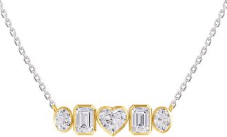 Diamond2Deal 925 Sterling Silver 3.6 Ct Multi Shape Lab Grown Diamond Pendant Necklace 18